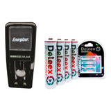 Cargador Energizer 220v + 4 Pilas Aaa Recargables Deleex Aaa