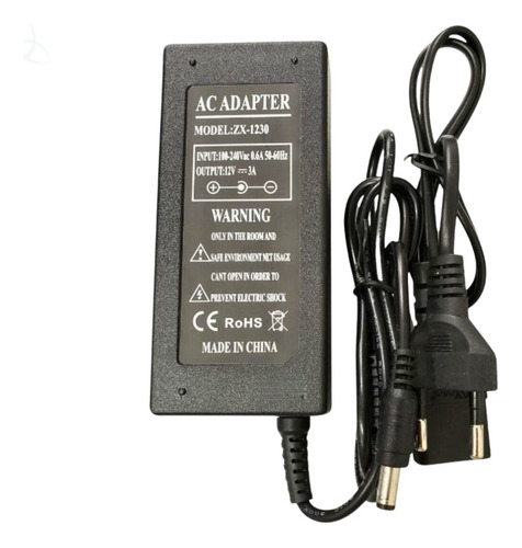 (2x) Fonte De Alimentação 12v 3a Plug P4 + Cabo De Força