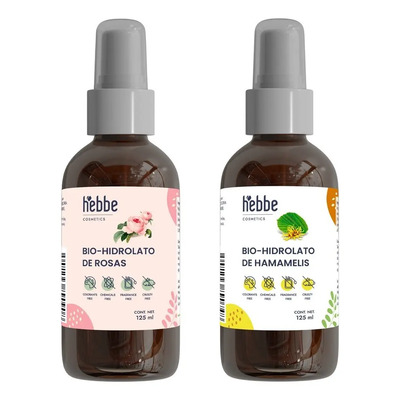 Pack 2 Hebbe Cosmetics Agua De Rosas Y Hamamelis Tónico Facial 120ml Mixta