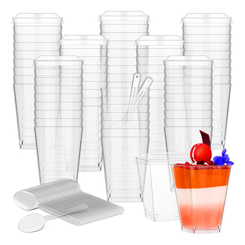 100 Set De Vasos Shot Postres Pocillos Vasos Plastico 160ml