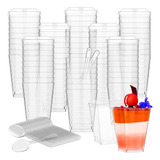 50 Kit De Vasos Shot Postres Pocillos Vasos Plastico 160ml