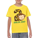 Playera Camiseta Para Niños Amarilla Mono Bananas Personaliz