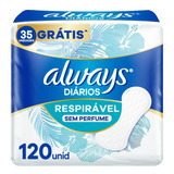 Protetor Diário Always Respirável Sem Perfume - 120un