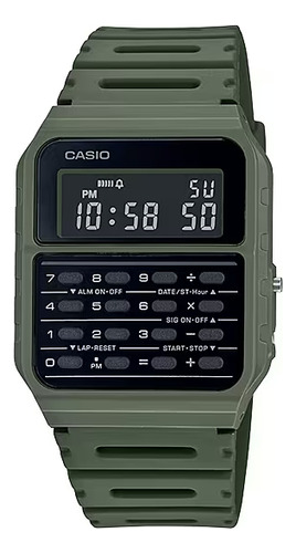 Relógio Casio Masculino Digital Verde Quadrado Calculadora