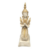 Gesso - Imagem Buda - Hindu Orando - Cor Dourado E Pedra