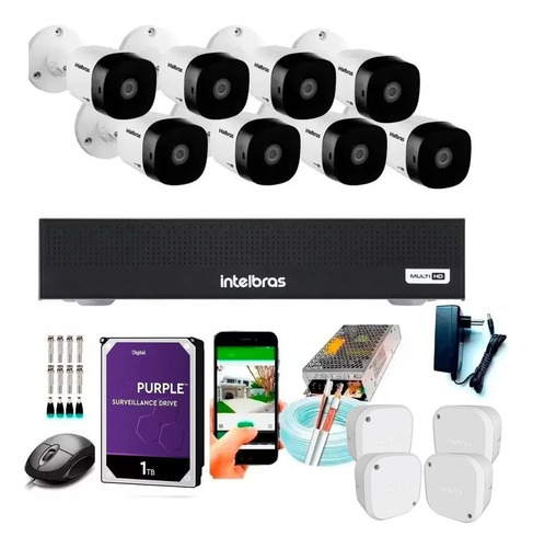 Kit Cftv 8 Câmeras Hd Intelbras 1120b G4 Dvr 8 Canais+brinde