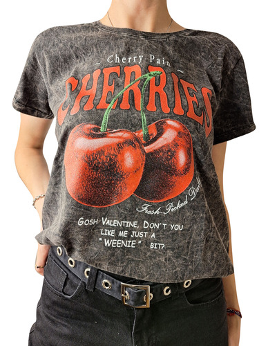 Remera Mujer Cherries Rocker De Algodon Nevada Lupe Store