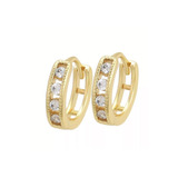 Arete Arracada Huggies Cristales Mujer Oro Laminado 18k