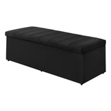 Calçadeira Baú Recamier Viúva 120 Cm Vitória Suede Preto