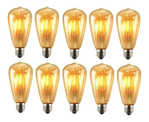 Pack X10 Ampolletas Filamento Led Edison 8w Retro Vintage