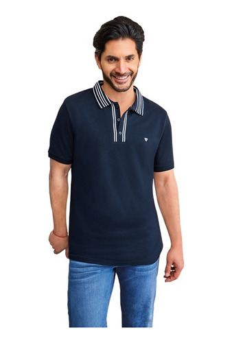 Playera Polo Negro Con Detalles 906-09