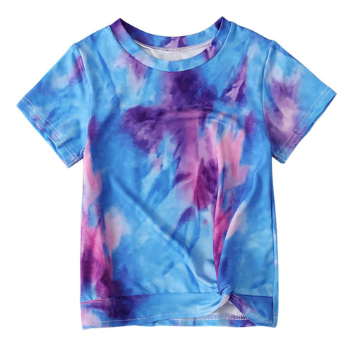 T Summer Girls, Manga Corta, Estampado Tie-dye, Color, Redon