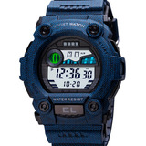 Reloj Militar Hombre Burk 1633 Cronometro Alarma Luz Digital Color De La Malla Azul Denim