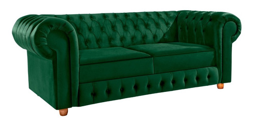 Sofá Chesterfield Bourbon Veludo Verde Musgo Via Encanto 