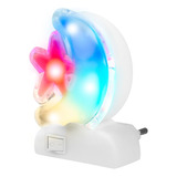 Abajur Infantil Menina E Menino Lua Luz De Led Tomada Parede Cúpula Colorido Estrutura Branco