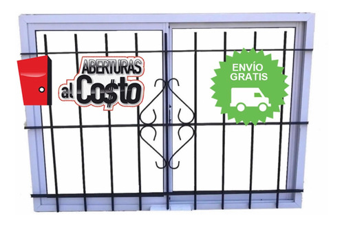 Ventana Aluminio+ Reja 120x110 La Más Vendida +envio Gratis