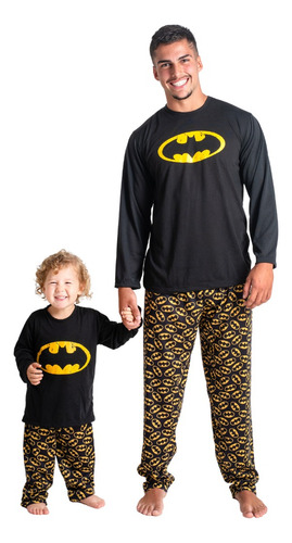 Pijama Pai E Filho Batman Kit Presente Super Herói Promoção
