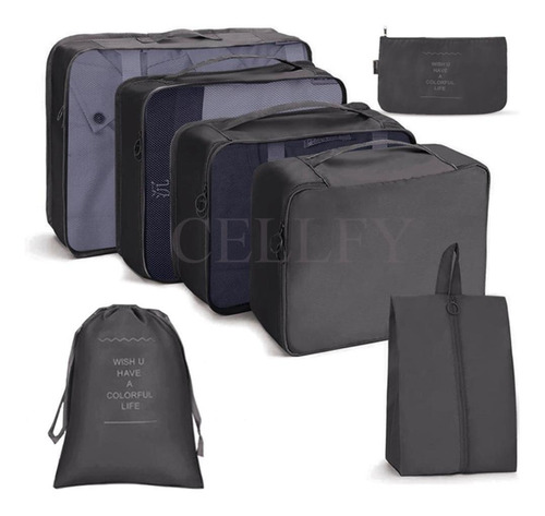 Kit Bolsas De Viagem Organizador Prático De Mala Roupa 7 Pçs