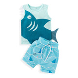 Conjunto De Ropa De Verano Para Niños En D, Camiseta Sin Man