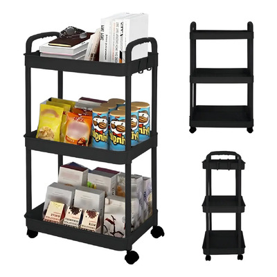 Carrito Auxiliar Cuory Organizador Multiusos Almacenaje 3 Niveles Color Negro | MercadoLibre