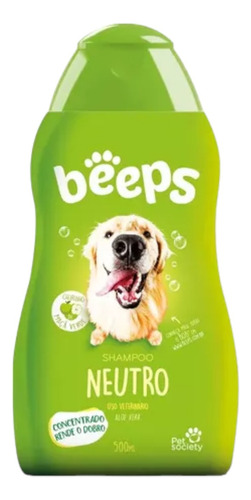 Shampoo Neutro Cães Cachorros Pet Society Beeps Maçã Verde