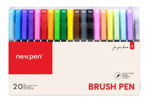 Kit Com 20 Brush Pen Coloridas Newpen