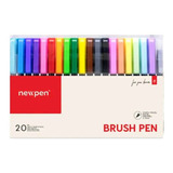 Kit Com 20 Brush Pen Coloridas Newpen