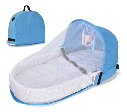 Moises Cuna Cama Portatil Para Bebe Plegable Con Mosquitero Color Azul Diseño Otoño