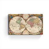 Cuadro Xl Planisferio Mapamundi Antiguo Mapa Vintage Paises