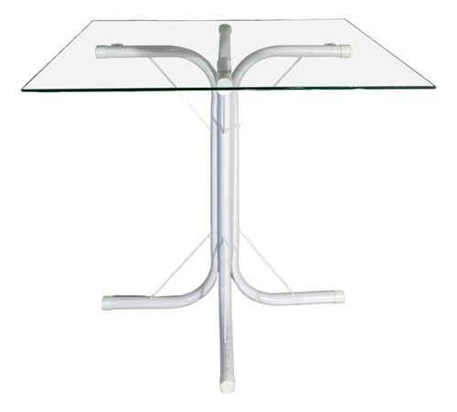 Mesa Jantar Escrivaninha 90cm Quadrada Vidro Base Mia Bgp