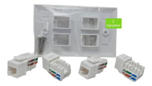 Toma Pared Faceplate Para 4 Conexión Rj45 Cat 6e