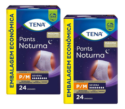 Kit 2 Roupas Íntimas Tena Pants Noturna P/m Com 24un