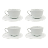 Juego X4 Tazas De Porcelana Blanca Con Platito 280cc Tkh    