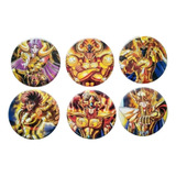 Caballeros Del Zodiaco 12 Pin Botón Gancho 5.5cm Cab Dorados