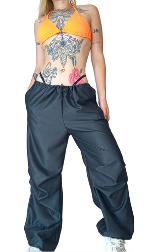 Pantalon Parachute Cargo Jogger Oversize Moda Mujer Amplio