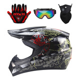 Casco Motocicleta Todoterreno Con Guantes Certificado Dot