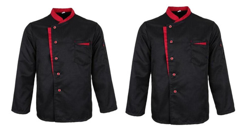 2 Piezas De Poliéster Chef Coat Camisa De Manga Larga Hotel