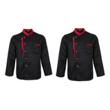 2 Piezas De Poliéster Chef Coat Camisa De Manga Larga Hotel