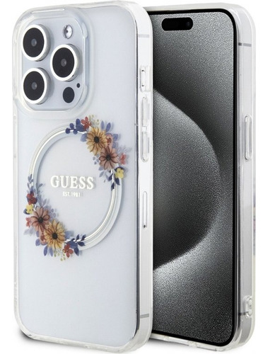 Funda Guess Original Flores Para iPhone Con Magsafe 