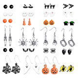 24 Aretes De Halloween Para Mujer, Gato Negro, Gotico, Crane