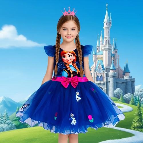 Vestido Disfraz Ana Frozen Bonito Para Fiesta Cumpleaños Bebe Niña Personajes Animados  | Envío gratis