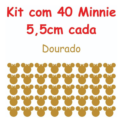 40 Adesivos Vinílico Decoração De Parede Minnie Disney 5,5cm