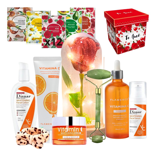 Pack Vitamina C Cuidado Facial Flamenco +rodillo Masajeador 