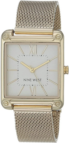 Reloj Mujer Nine West Cristal Mineral 29 Mm Nw/2090chgb Color De La Correa Dorado Color Del Bisel Dorado Color Del Fondo Dorado