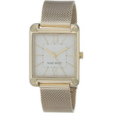 Reloj Mujer Nine West Cristal Mineral 29 Mm Nw/2090chgb Color De La Correa Dorado Color Del Bisel Dorado Color Del Fondo Dorado