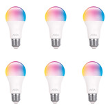 Foco Wifi 10w Avia Smarthome Dimeable Multicolor Pack 6