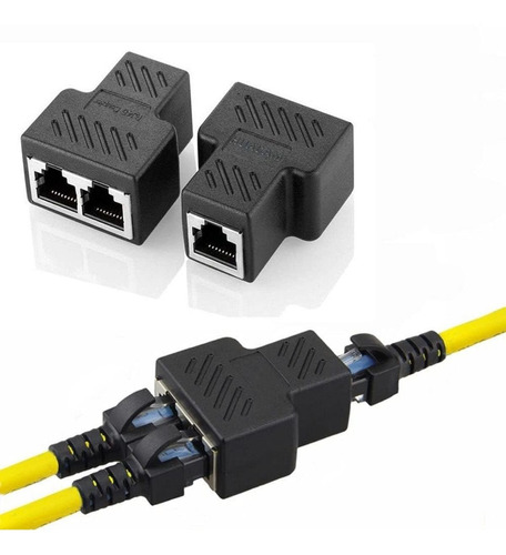 Adaptador Cabo Rede Extensor Duplicador Rj45 Internet 2x Pçs