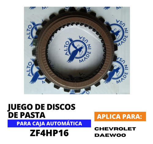 Juego Disco De Pasta Zf4hp16 Chevrolet Optra / Daewoo Tacuma Foto 2