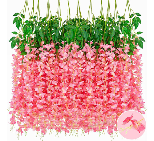 Flores Artificiales Wisteria Glicina Colgantes Deco X12 Unds