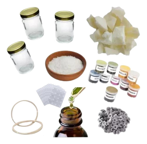 Kit Cera De Soja Para Hacer Velas + Frascos+ Esencias.